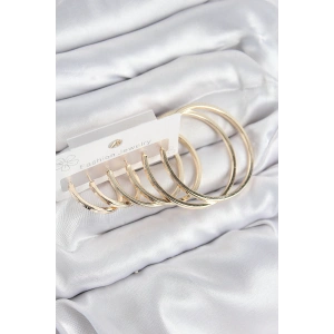 Pirinç Halka Model Gold Renk Kadın Set Küpe