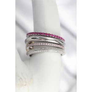 Pirinç Mix Renk Zirkon Taşlı 4Lü Kadın Yüzük