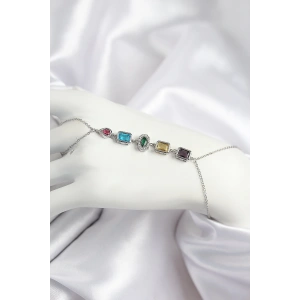 Pirinç Renkli Zirkon Taşlı Model Gümüş Renk Şahmeran