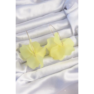 Pirinç Sarı Renkli Flora Küpe