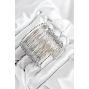Pirinç Tel Sarma Model Gümüş Renk Kadın Bileklilk