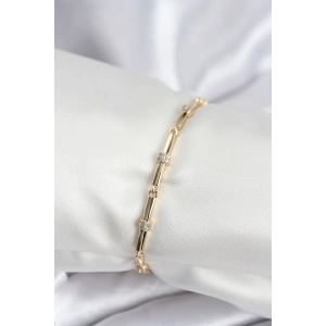 Pirinç VIP Seri Gold Renk Parçalı Model Zirkon Taşlı Kadın Bileklik