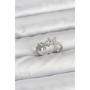 Pirinç Yıldız Model Gümüş Renk Kadın Yüzük