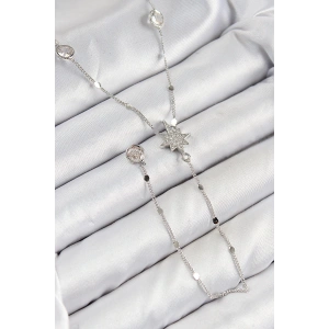 Pirinç Zirkon Taşlı Kutup Yıldızı Model Gümüş Renk Y Kolye