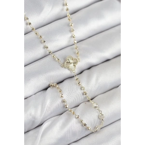 Pirinç Zirkon Taşlı Yonca Model Gold Renk Kadın Y Kolye