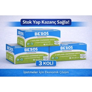 Professional Z Katlamalı Dispenser Havlu 2 Katlı %100 Selüloz 20x22 cm 3 Koli (36 Paket)