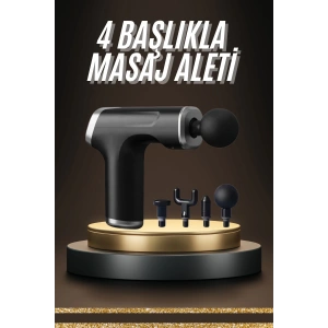 Profesyonel Masaj Tabancası Sporcu Masaj Aleti 4 Başlıklı Şarjlı Titreşimli