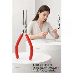 Profesyonel Uzun İnce Sivri Uçlu Kargaburun Takı Pensesi 12 cm - Hassas Mücevherat Onarımı