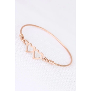 Rose Çelik Çift Kalp Figürlü Erkek Kelepçe Bileklik