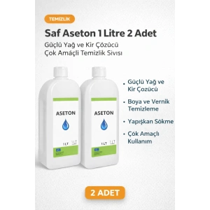 Saf Aseton 1 Litre 2 Adet Güçlü Yağ ve Kir Çözücü Çok Amaçlı Temizlik Sıvısı