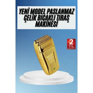 Sakal Kesme Tıraş Makinesi Paslanmaz Çelik Gold Şarjlı