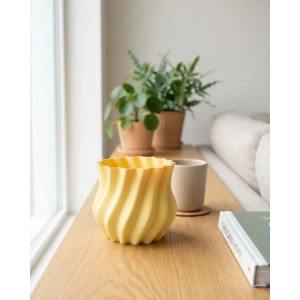 Sarı Kıvrımlı 3D Vazo Estetik Modern Ev ve Ofis Dekoru