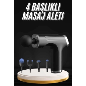 Şarjlı Masaj Tabancası 4 Başlıklı Mini Masaj Tabancası ve Masaj Aleti