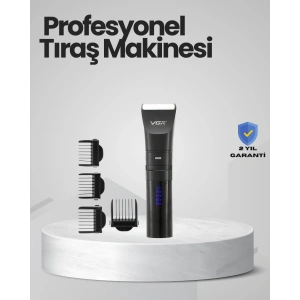 Şarjlı Tıraş Makinesi –Dijital Ekranlı, Hızlı Şarjlı, Profesyonel Kesim Seti
