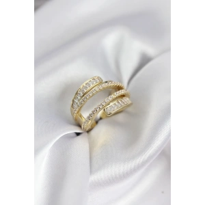 Sarmal Zirkon Baget Taşlı Gold Renk Kadın Yüzük