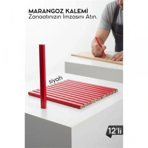 SİYAH 12Lİ  Marangoz Kalemi - Ahşap İşleme Kalemi - Ahşap İşleme İşaretleme Araçları