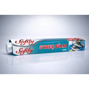Softly Streç Film 15 Metre Gıda Streç Film Mutfak Streç Folyo Şeffaf Saklama Filmi