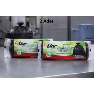 Star Plus Endüstriyel Jumbo Boy Çöp Torbası 80x110 cm 10 Adet Dayanıklı Sanayi Tipi Çöp Poşeti 2 Adet