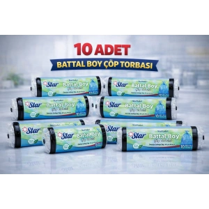 Star Plus Standart Büyük Boy Çöp Torbası 65x80 cm 10 Adet Dayanıklı Sızdırmaz Çöp Poşeti 10 Adet