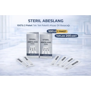 Steril Abeslang 100lü 2 Paket Tek Tek Paketli Ahşap Dil Basacağı Medikal Spatula Toplam 200 Adet