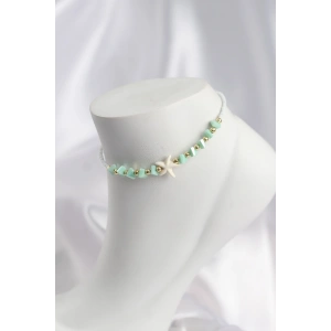 Su Yeşili Renk Deniz Yıldızı Motifli Halhal