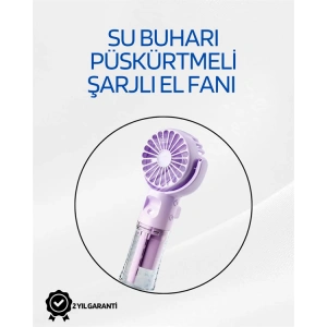 Taşınabilir Şarjlı Su Sisi Püskürtmeli Mini El Fanı – 4 Hız Ayarı, Tip-C Şarjlı, Sessiz Motor