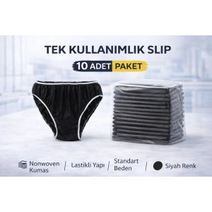 Tek Kullanımlık Slip 10 Adet Nonwoven Kumaş Siyah Lastikli Standart Beden
