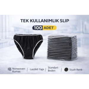 Tek Kullanımlık Slip 100 Adet Nonwoven Kumaş Siyah Lastikli Standart Beden