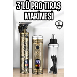 Tıraş Makinesi Üç Başlıklı Saç Sakal ve Vücut Tıraşına Uygun