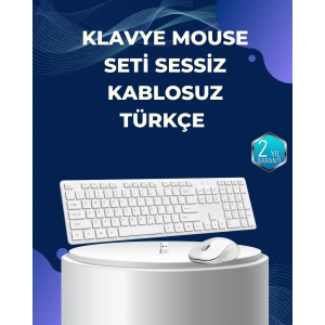 USB Alıcılı Kablosuz Klavye Mouse - Geniş Uyumluluk, Sessiz Tuşlar