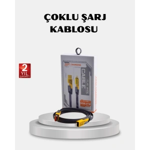 USB-C USB-A 4’ü 1 Arada Örgülü Kablo 65W Hızlı Şarj Metal Uç Dayanıklı