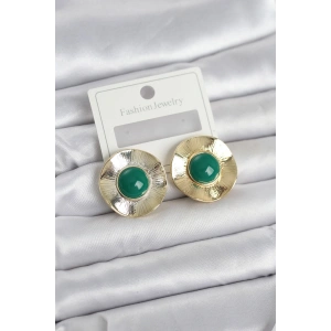 Vintage Model Yeşil Gold Renk Pirinç Kadın Küpe
