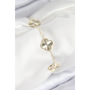 VIP Pirinç Yonca Model Gold Renk Kadın Bileklik