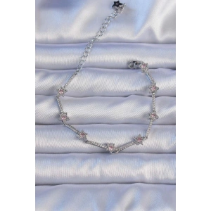 Vip Seri Pirinç Gümüş Renk Zirkon Taşlı Halley Yıldız Model Bileklik