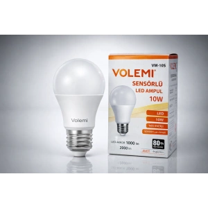 Volemi VM-10S Sensörlü LED Ampul 10W 2000 Lümen E27 Duy 50000 Saat Ömür Enerji Tasarruflu Beyaz Işık