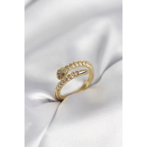 Yılan Model Gold Renk Zirkon Taşlı Kadın Yüzük