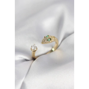 Yılan Model Zirkon Taşlı Gold Renk Kadın Yüzük