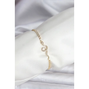 Yılan Model Zirkon Taşlı Gold Renk Pirinç Su Yolu Kadın Bileklik