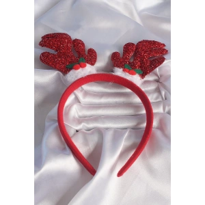 Yılbaşı Temalı Simli Geyik Boynuzu Figürlü Taç