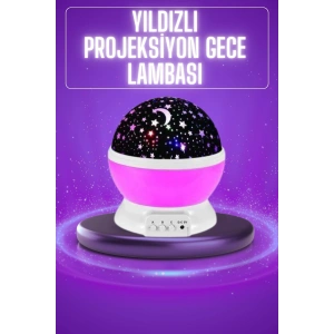 Yıldız Görünümlü Gece Lambası Renkli Masa Lambası Gökyüzü Projeksiyon