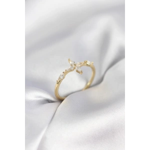 Yıldız Model Zirkon Taşlı Gold Renk Kadın Yüzük