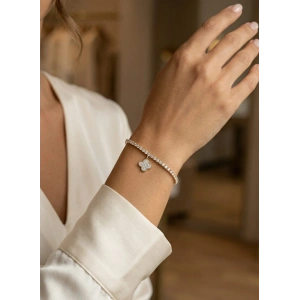 Yonca Model Zirkon Taşlı Gold Renk Asansörlü Su Yolu Bileklik