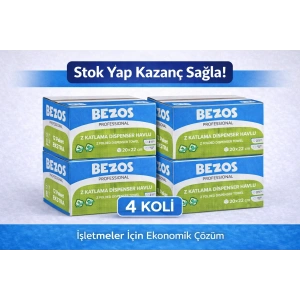 Z Katlamalı Dispenser Havlu 2 Katlı 20x22 cm %100 Selüloz 4 Koli Avantaj Paket