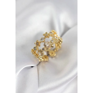 Zirkon Taşlı 2li Model Gold Renk Kadın Yüzük