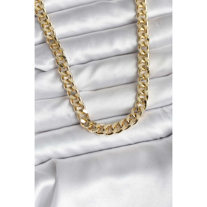 14K Gold Renk Kaplama Kalın Zincir Model CM Kadın Kolye