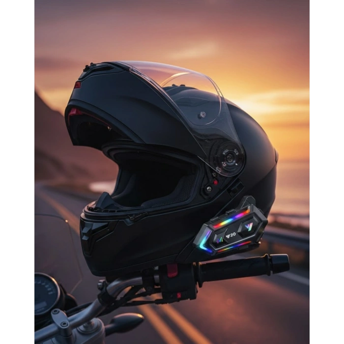 16 Mod RGB Işıklı Motosiklet Intercom Çift Telefon Destekli