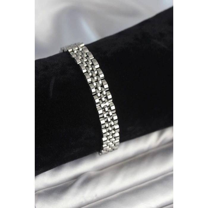 316L Çelik 9 mm Kalınlıkta Gümüş Renkli Erkek Bileklik