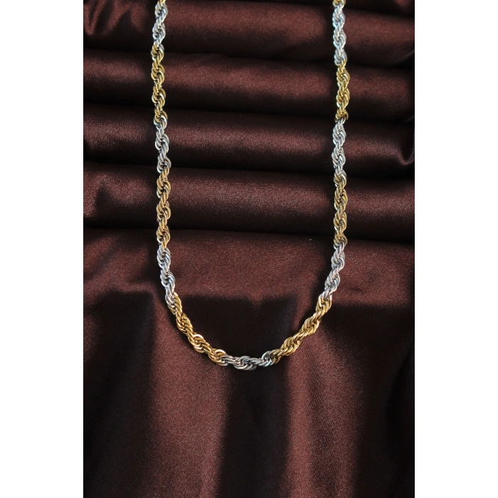 316L Çelik Çift Renk Burgu Tasarımlı Kolye