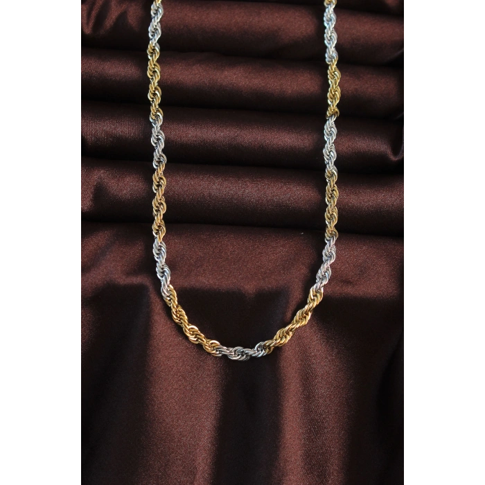 316L Çelik Çift Renk Burgu Tasarımlı Kolye - TJ-ERK1364