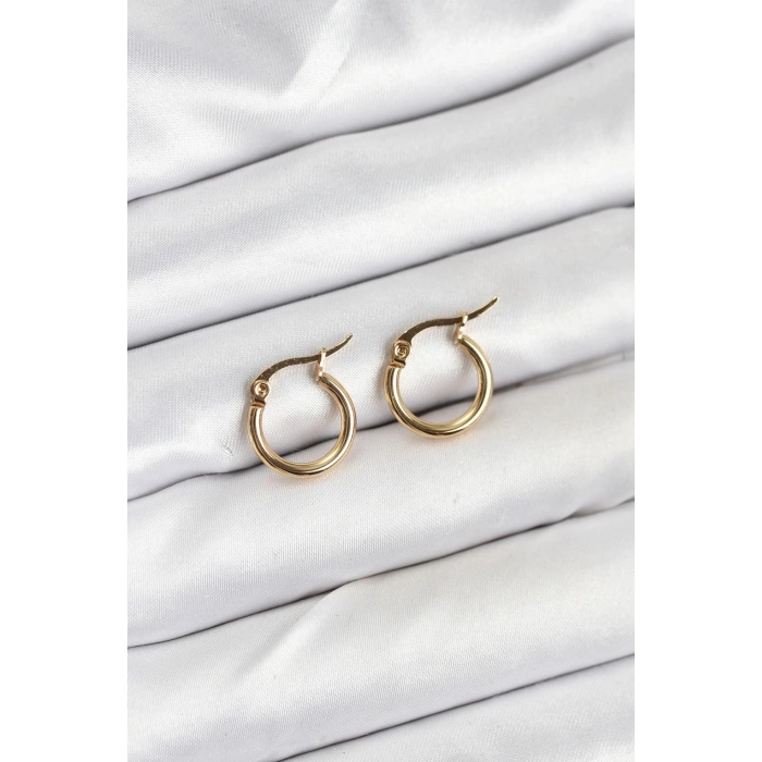 316L Çelik Gold Renk 12 mm Halka Kadın Küpe - TJ-BKP11224